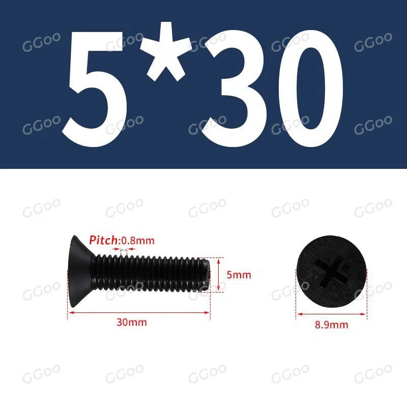 Nylon Countersunk Phillips Screws M2.5–M8, PA66 Non-Conductive Corrosion-Free