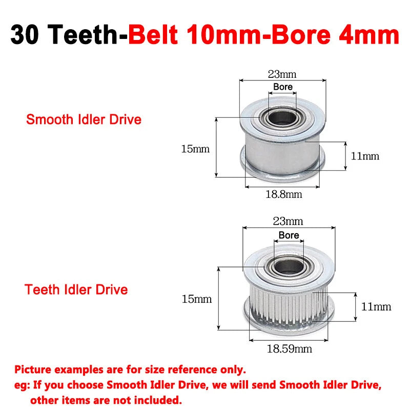 2GT Smooth-Tooth Idler Pulley 16Tooth - 40Tooth Bore 3mm 4mm 5mm 6mm 7mm 8mm
