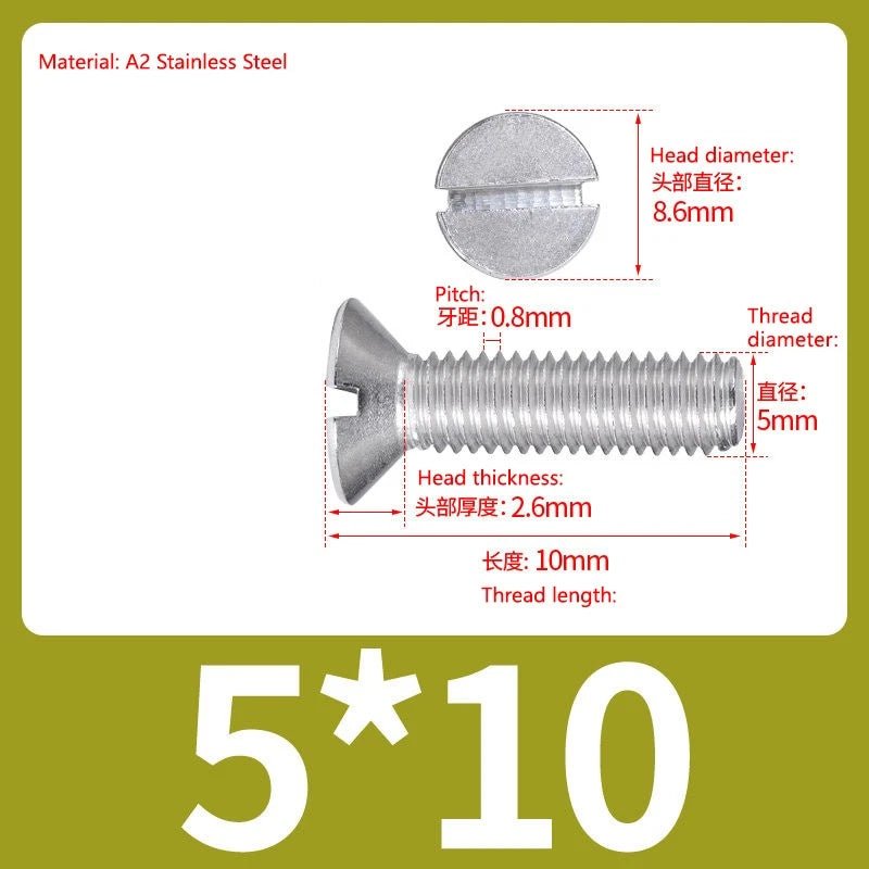 A2 Stainless Steel Slotted Countersunk Screws DIN 963 | M4 M5 M6 - HomeDIYer