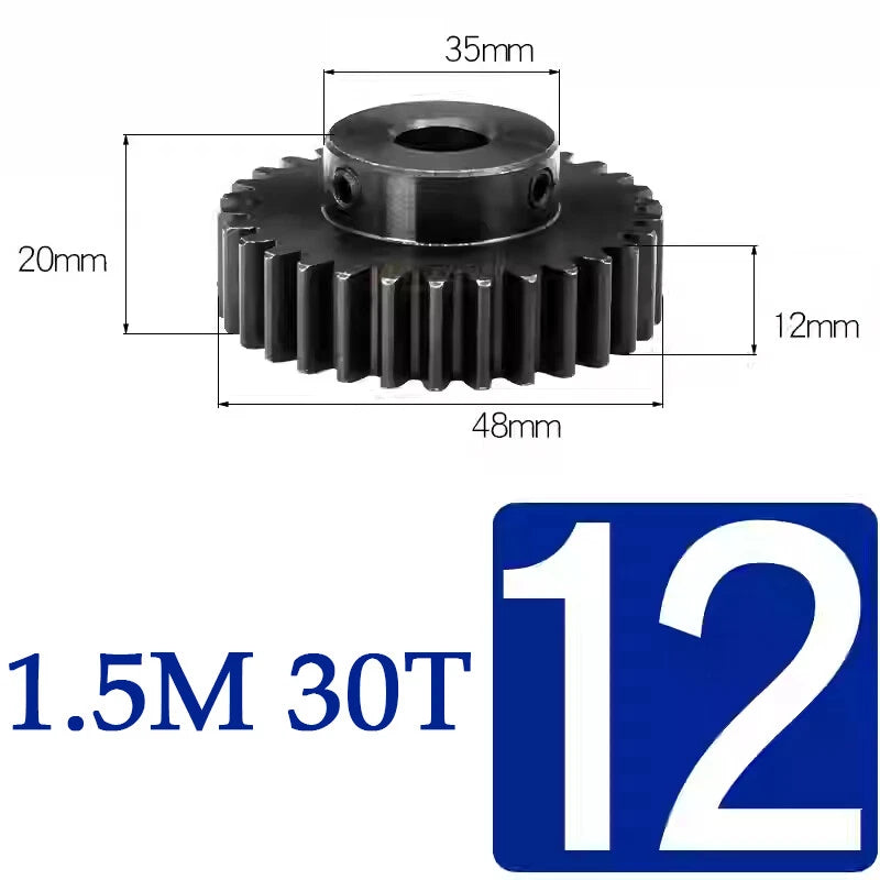 Spur Gears 1.5 Mod Transmission Gear With Step 45#Steel Pinion Motor Gear 15~50T