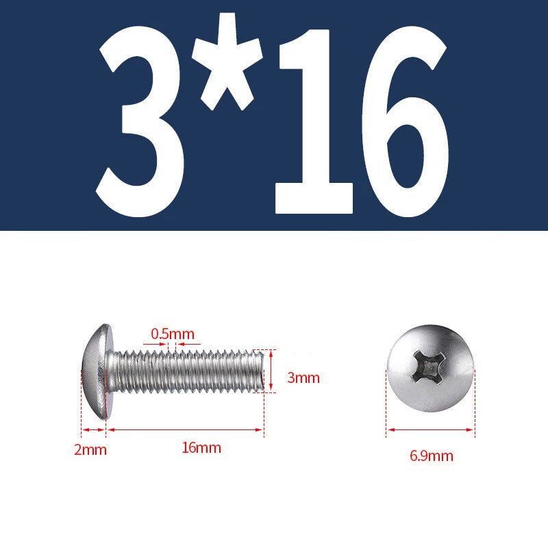 Phillips Button Head Machine Screws — Steel M2 M2.5 M3 M4 M5 M6 - HomeDIYer