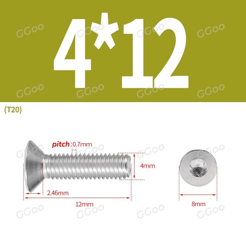 A2 Stainless Steel Torx Countersunk Flat Head Machine Screws M2 M2.5 M3 M4 M5 M6 M8 DIN 965 — 4mm to 60mm