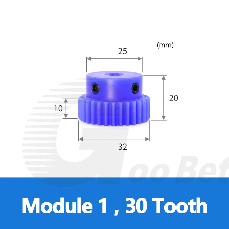 Mod 1/1.5/2 Precision Spur Gear Pinion 15-120 Tooth with Step Bore 4-16mm Nylon