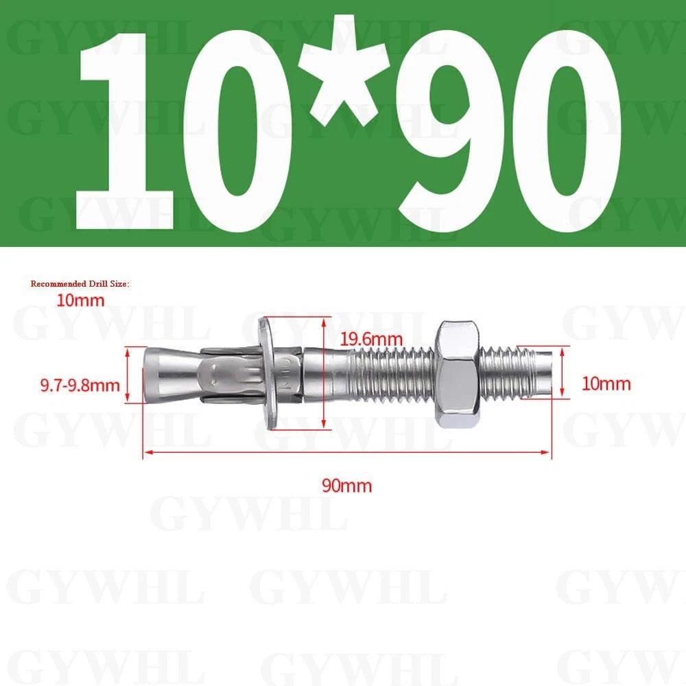 Hex Head Expansion Anchor Bolts — M6 to M20, Stainless Steel A2 & Zinc Plated, Extra Long