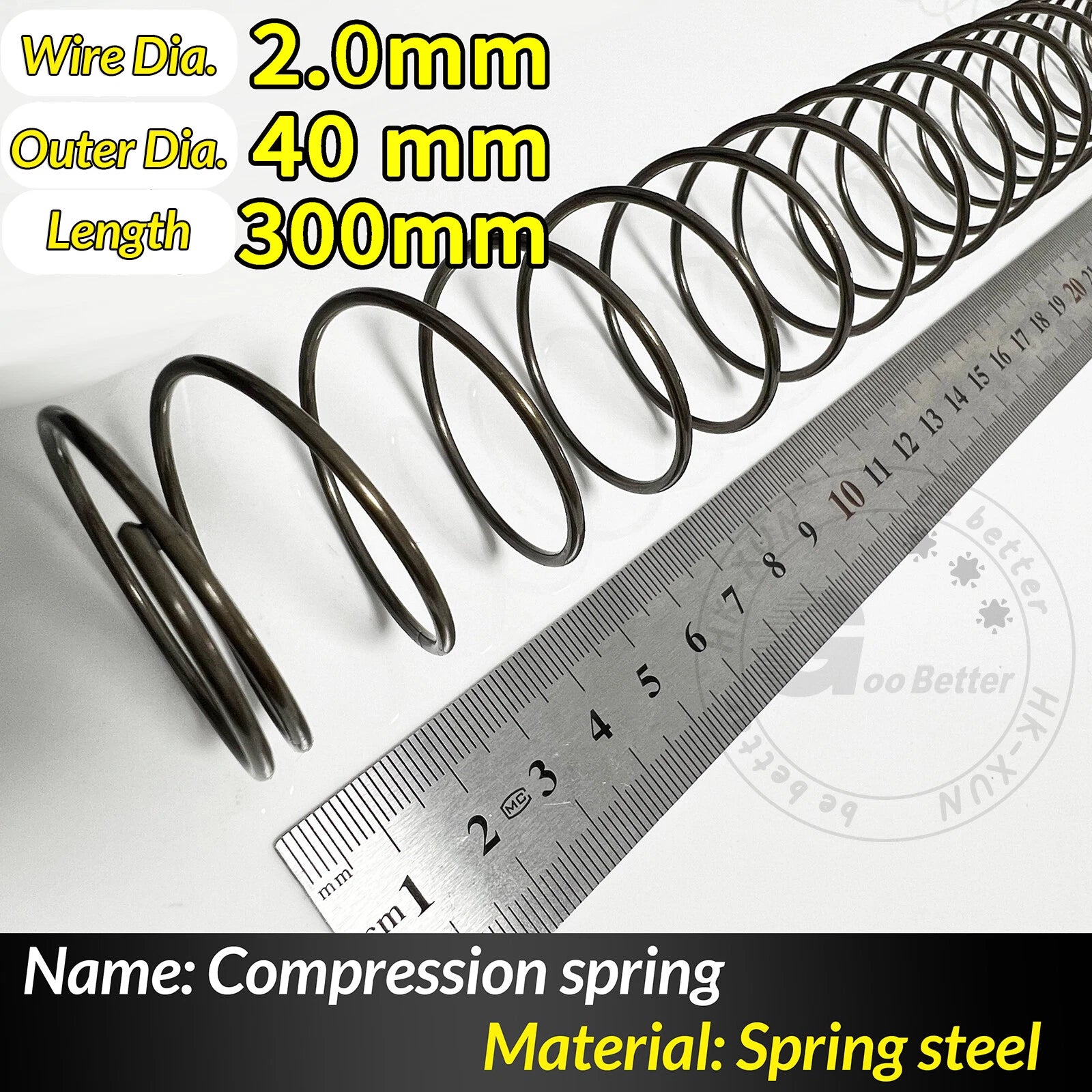 Compression Spring Pressure Springs, Wire Dia 2-3.5mm, OD 10-60mm, Length 300mm