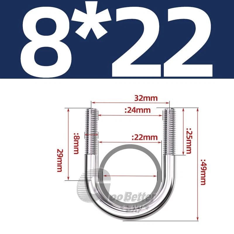 Square U - Bolts Stainless Steel — M6 to M24 | 304 A2 & 316 A4 Marine Grade - HomeDIYer