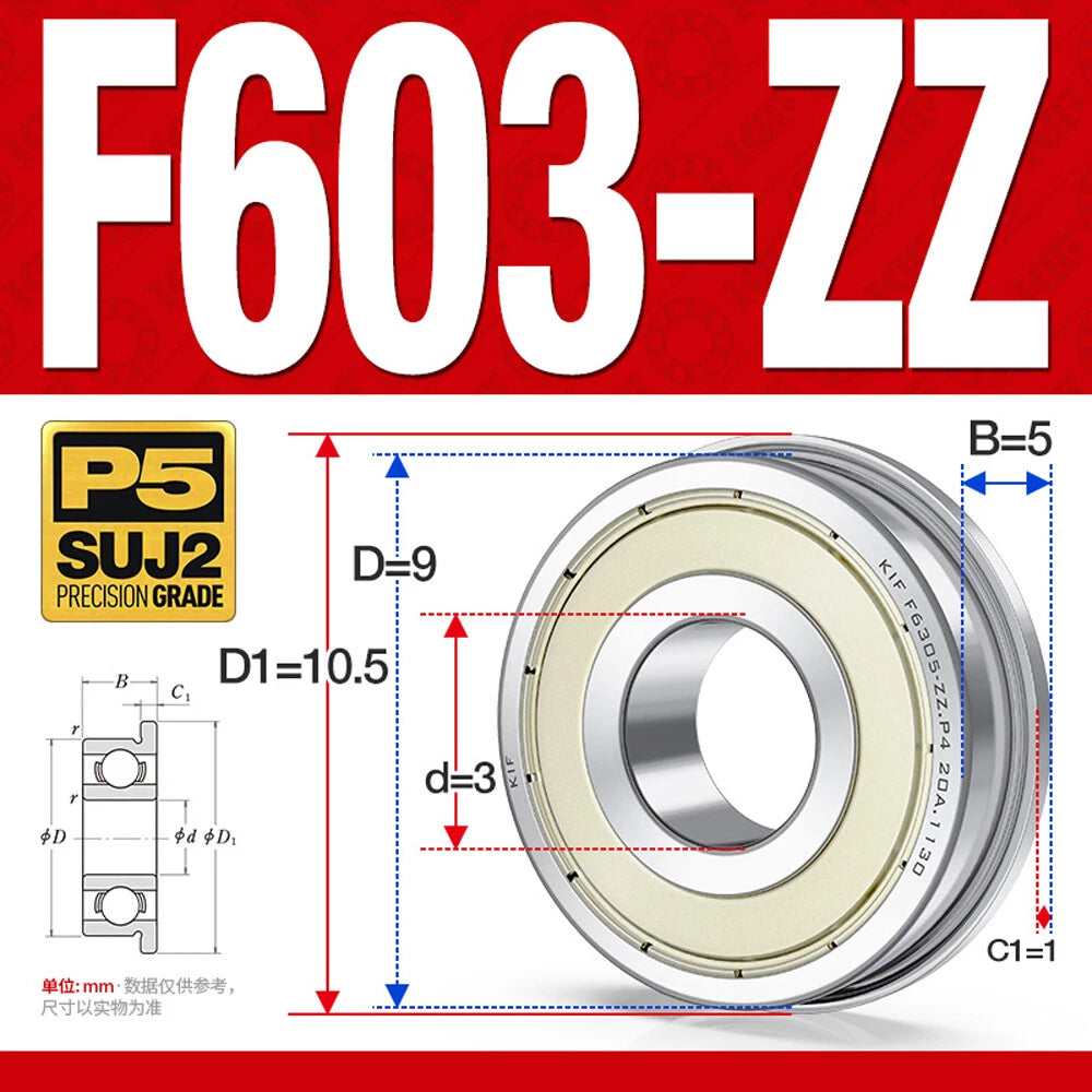 Mini Metal Shielded Flanged Ball Bearings - Model Complete Inner Diameter 2-50mm