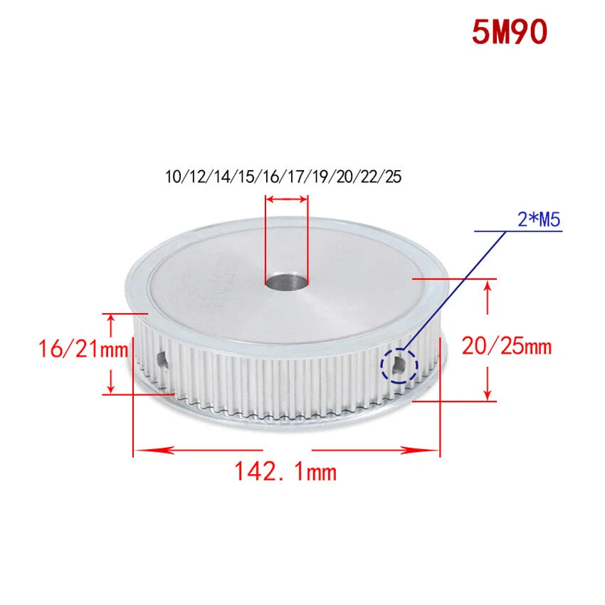 HTD-5M 10-100Teeth Timing Belt Pulley Pitch 5mm AF-type Drive Pulley Width 16mm