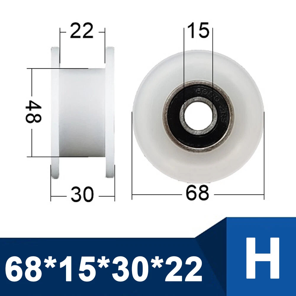 OD 30-85mm Nylon Pulley Wheel with Ball Bearing U/V/H Groove for Door and Window