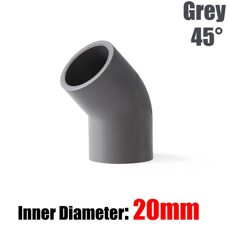 PVC Water Supply Pipe Fittings 45° Elbow Connector 20mm to 160mm White Blue Grey