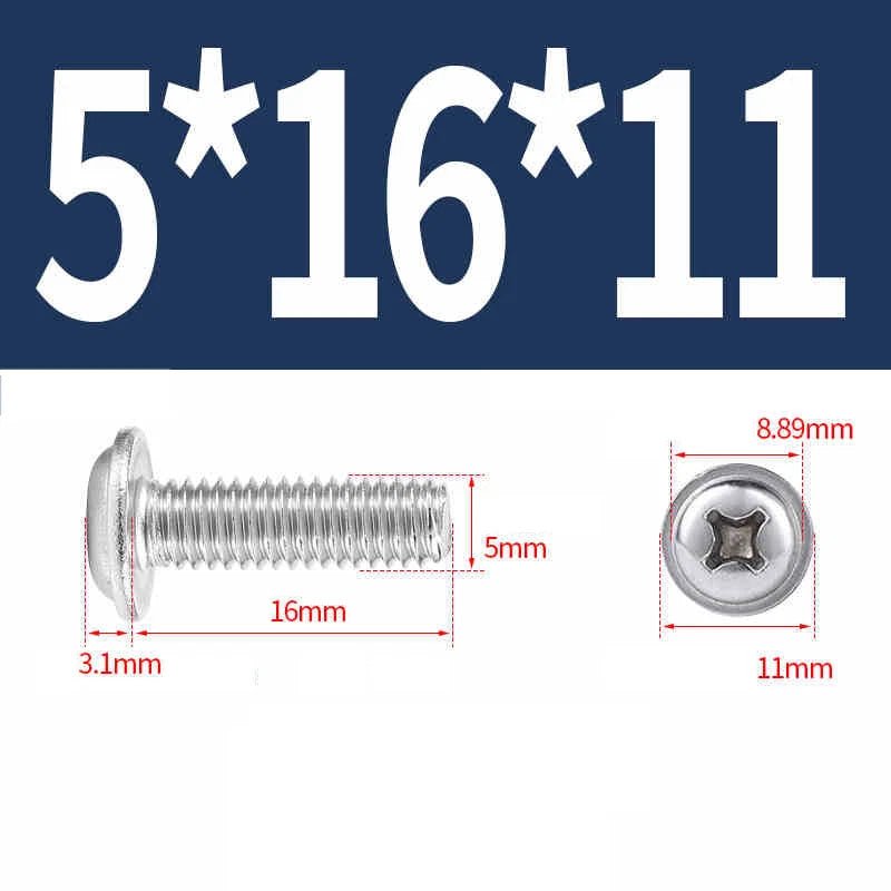 Phillips Flanged Pan Head Machine Screws 316 Stainless Steel M3 M4 M5 M6 - HomeDIYer