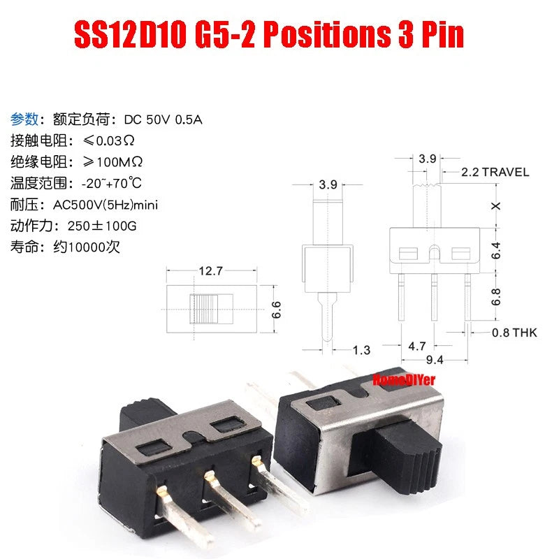 Miniature Slide Switch SS SK Series — 2/3 Position, 3–8 Pin Toggle Switches