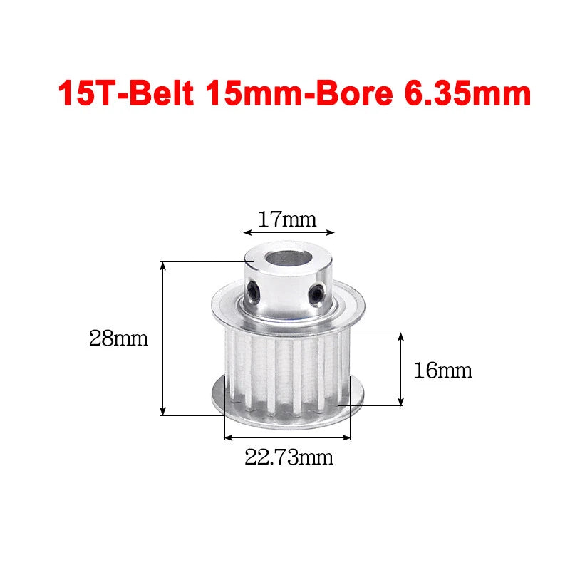 5M Timing Belt Pulley 10T 12T 14T 15T 16T 18T Bore 5mm-12mm for 15mm Width Belt