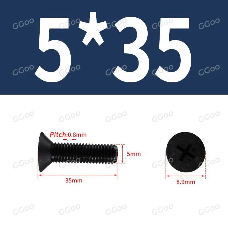 Nylon Countersunk Phillips Screws M2.5–M8, PA66 Non-Conductive Corrosion-Free