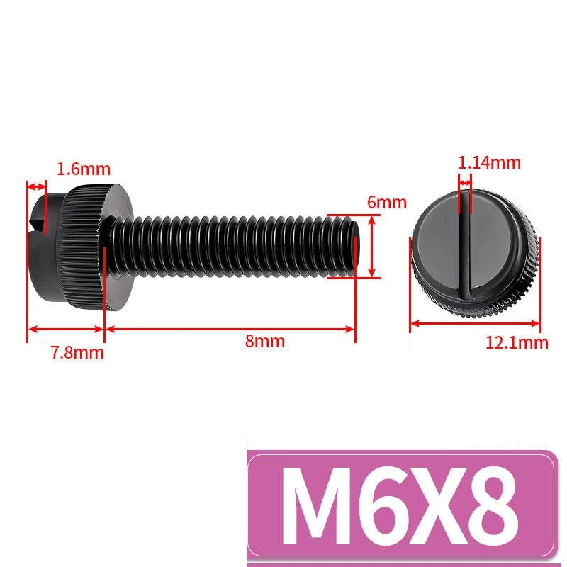 Black Nylon Thumb Screws — PA66 Knurled Slotted Head, M3 M4 M5 M6 M8