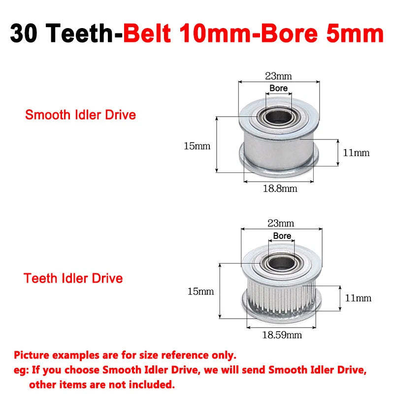2GT Smooth-Tooth Idler Pulley 16Tooth - 40Tooth Bore 3mm 4mm 5mm 6mm 7mm 8mm