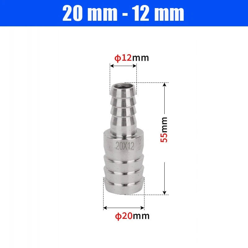 6mm~50mm Stainless Reducer Barbed Hose Joiner Connector Air Water Pipe Gas Tubi