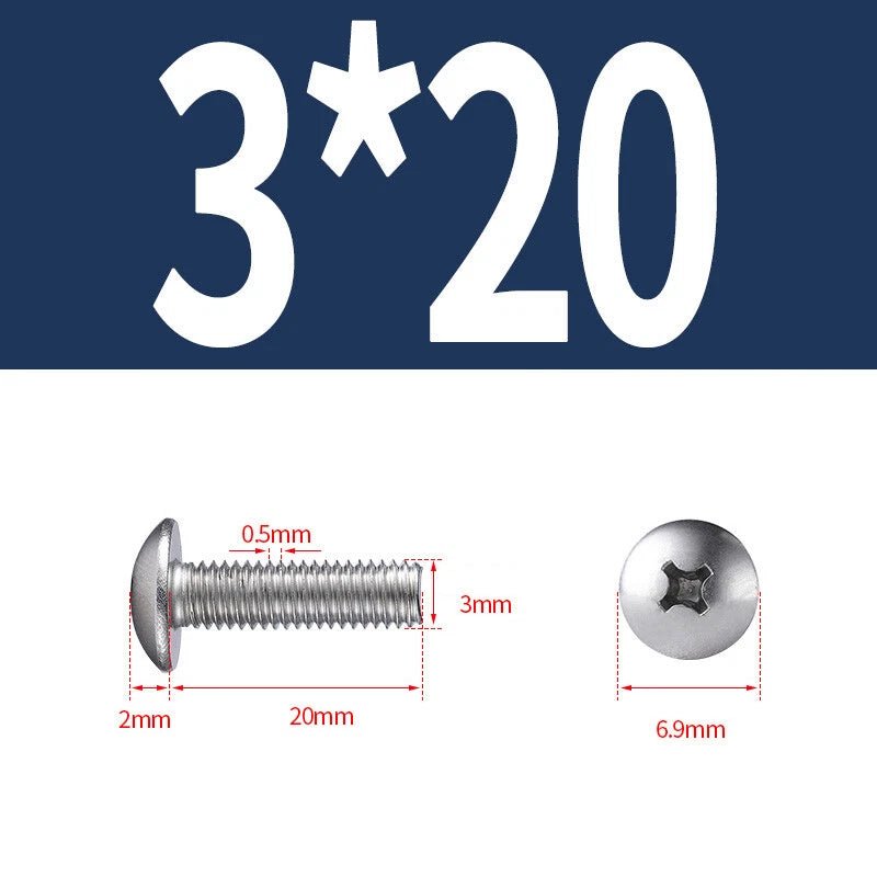 Phillips Button Head Machine Screws — Steel M2 M2.5 M3 M4 M5 M6 - HomeDIYer