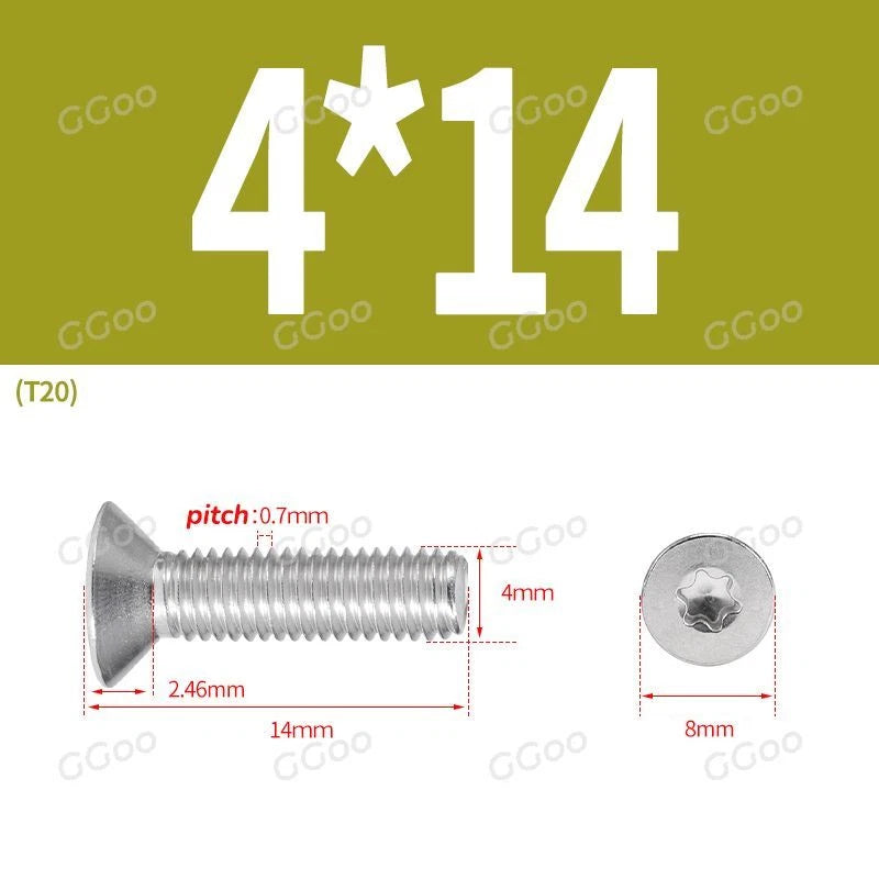 A2 Stainless Steel Torx Countersunk Flat Head Machine Screws M2 M2.5 M3 M4 M5 M6 M8 DIN 965 — 4mm to 60mm