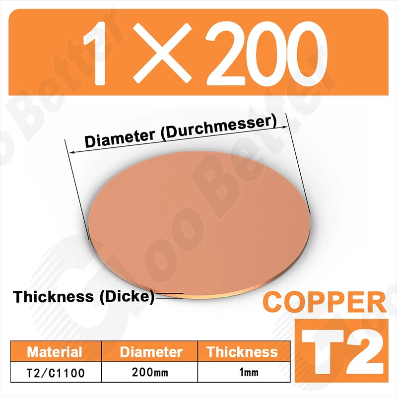 Solid Pure Copper Discs Blank Metal Round Sheet Plate Thick 0.5-3mm Dia 20-100mm