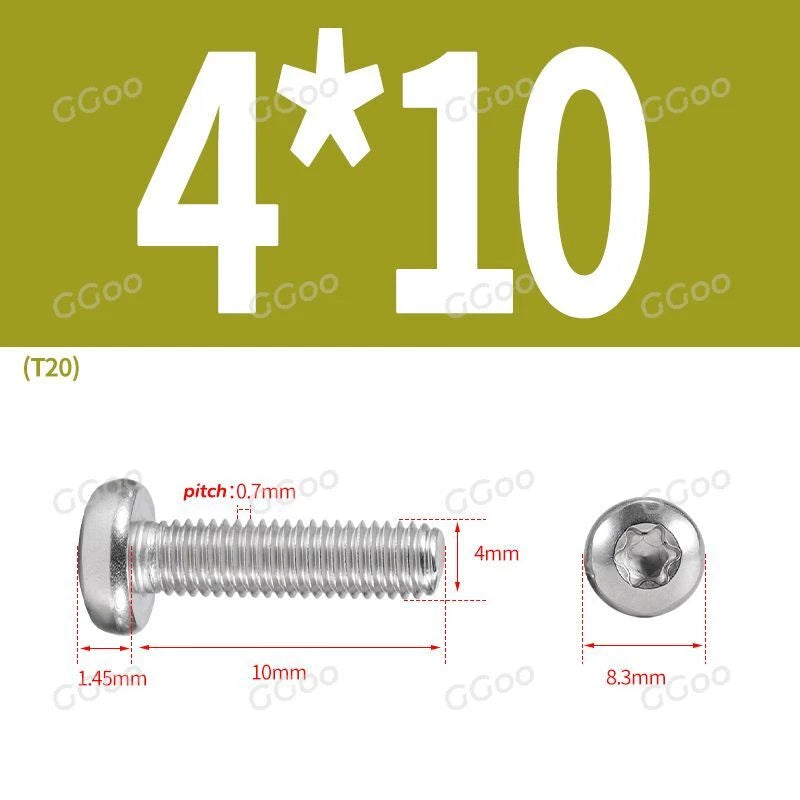 A2 Stainless Steel Torx Pan Head Machine Screws — M2 to M8, Six-Lobe Drive