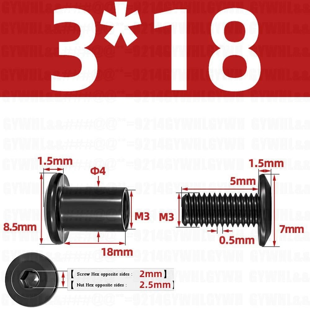 Metric Furniture Connector Bolts with End Cap Nuts — Stainless Steel M2 to M10