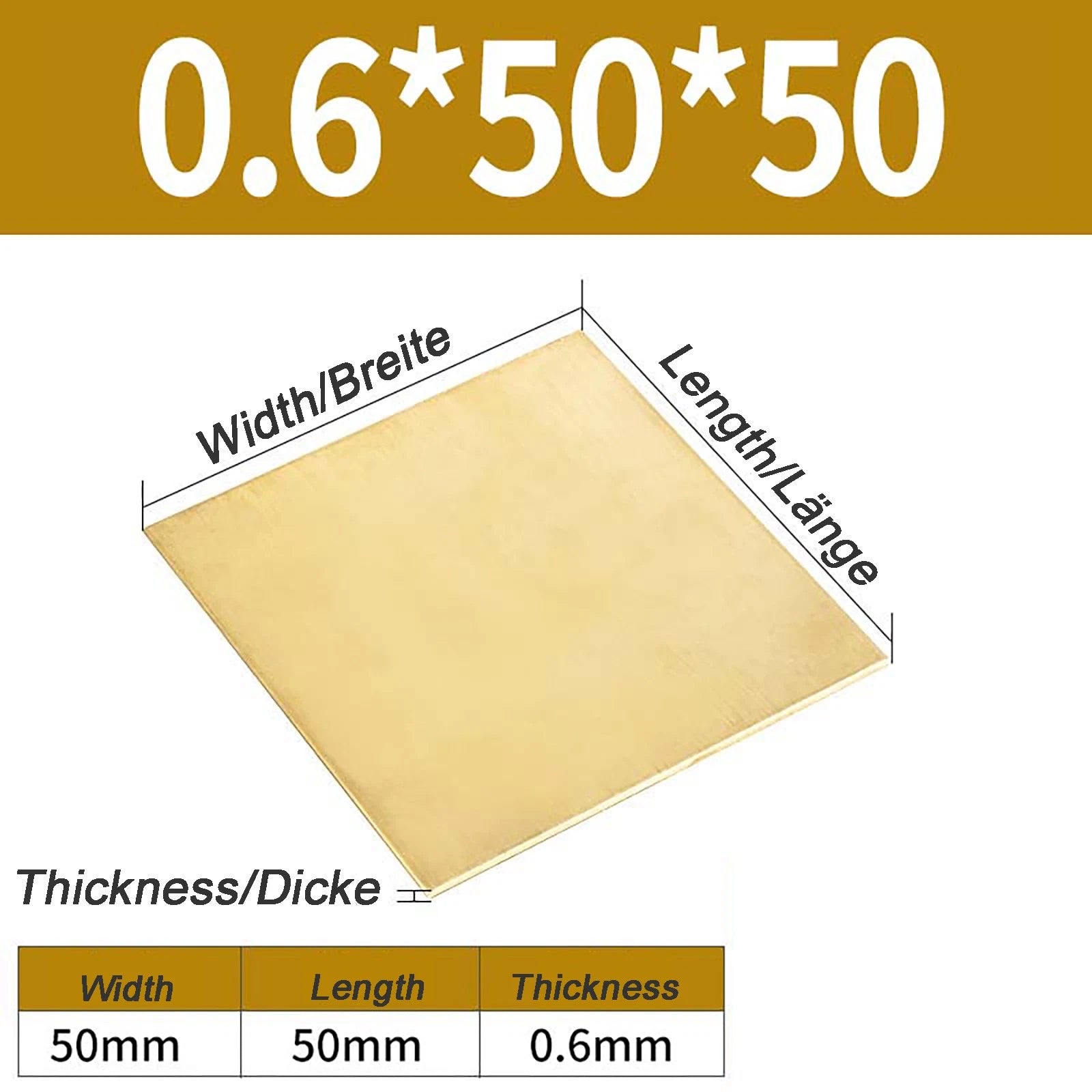 Natural Brass Sheet Metal guillotine cut - 0.3mm - 3.0mm - Multiple Sizes