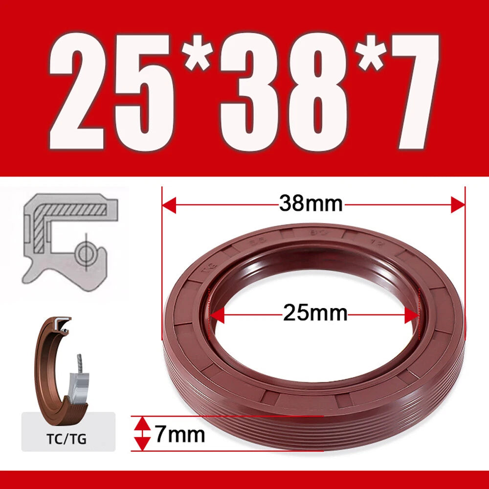 TC/TG Dual Lip FKM Oil Seal — Metric Rotary Shaft Sealing Ring, ID 25–50mm