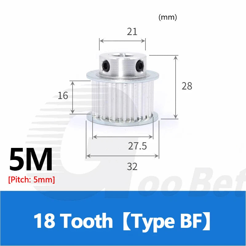 5M 15mm Timing Belt Drive Pulley 5mm Pitch 10-40 Tooth 4-25mm Bore HTD Aluminium