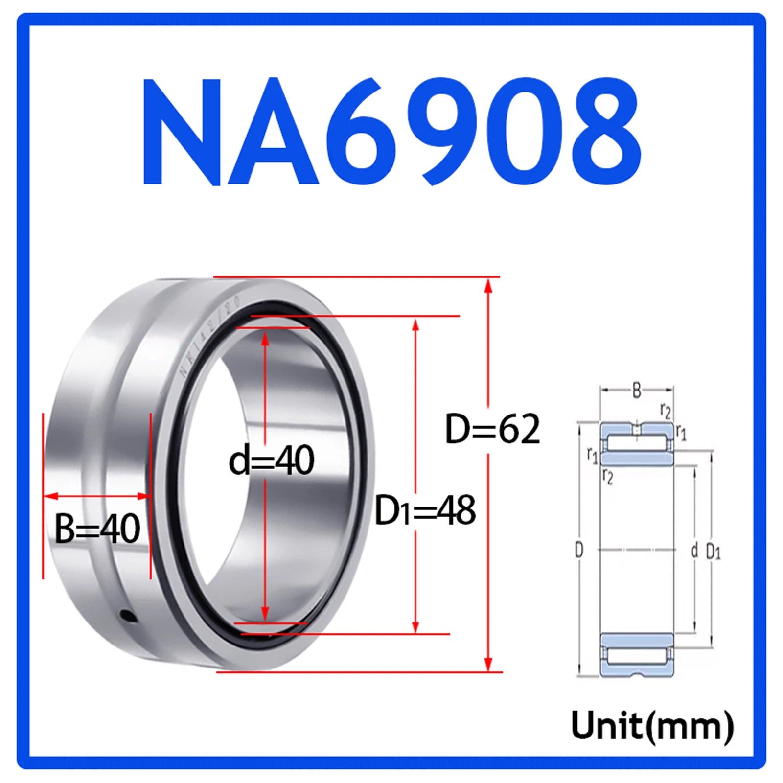 Needle Roller Bearings With Inner Ring High-Quality NA4900 - NA6920 ID 10-100mm