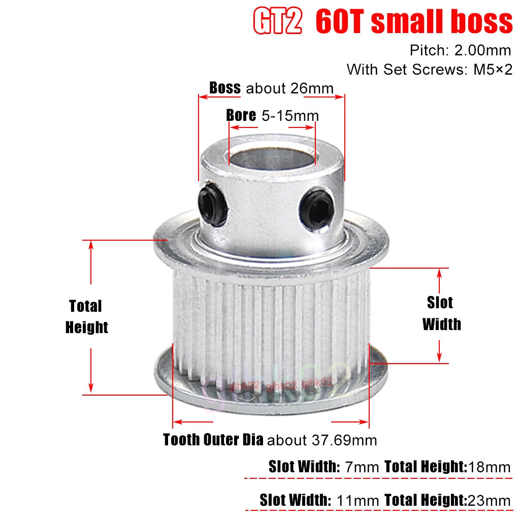 GT2 6mm Timing Belt Pulleys 16-120 Teeth 4-25mm Bore Synchronous Wheel Printer