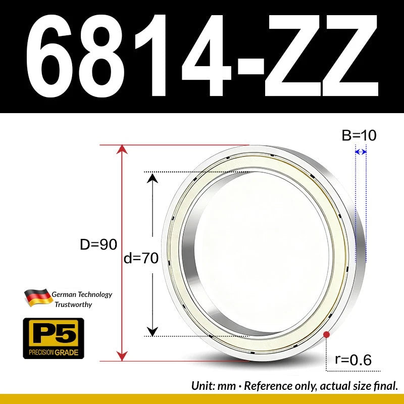 Thin Wall Bearings Deep Groove Ball Bearing ZZ or RZ, ID 10-95mm, OD 19-120mm