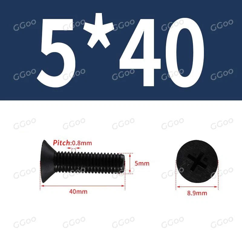 Nylon Countersunk Phillips Screws M2.5–M8, PA66 Non-Conductive Corrosion-Free