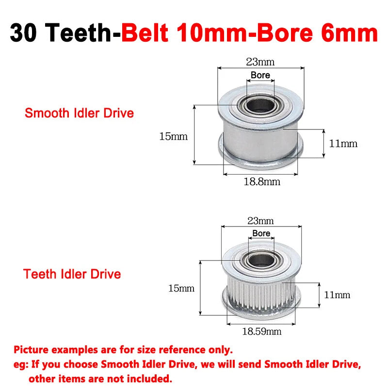 2GT Smooth-Tooth Idler Pulley 16Tooth - 40Tooth Bore 3mm 4mm 5mm 6mm 7mm 8mm