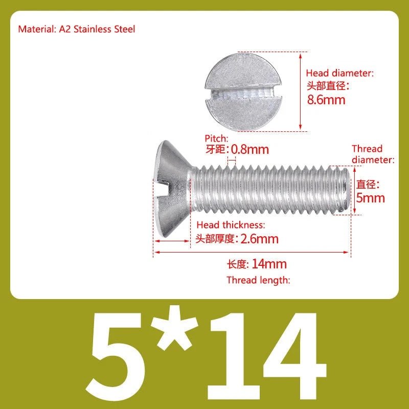 A2 Stainless Steel Slotted Countersunk Screws DIN 963 | M4 M5 M6 - HomeDIYer