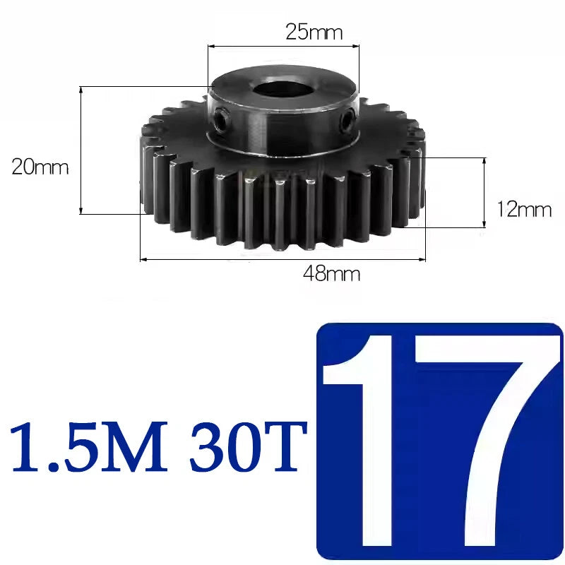 Spur Gears 1.5 Mod Transmission Gear With Step 45#Steel Pinion Motor Gear 15~50T