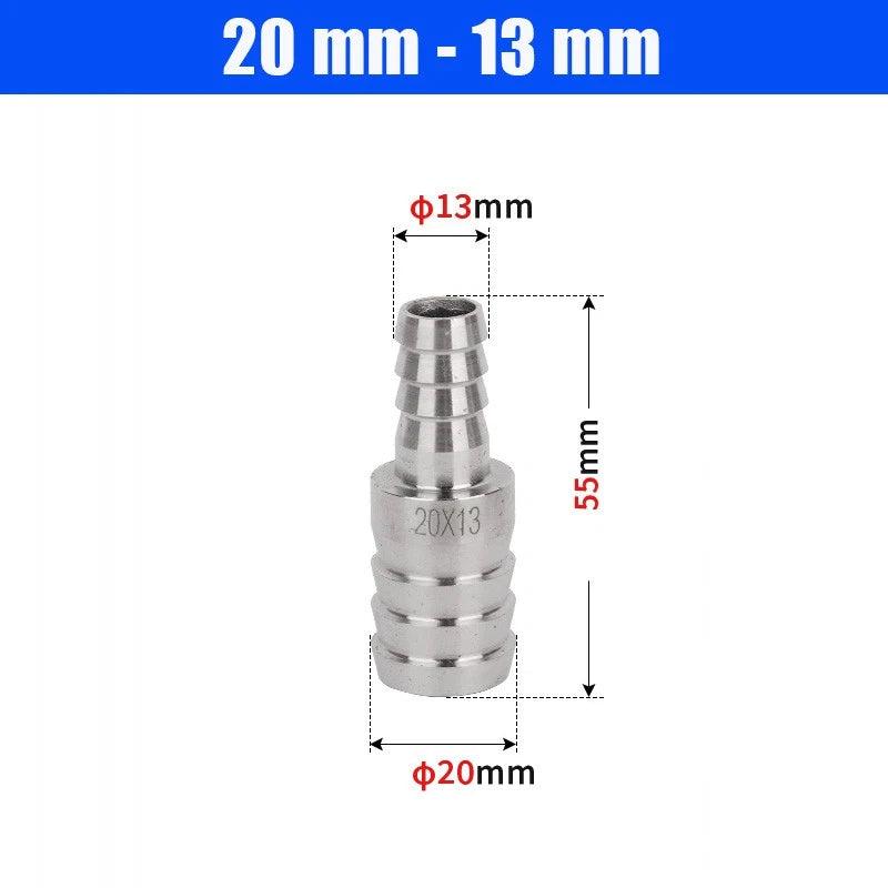 6mm~50mm Stainless Reducer Barbed Hose Joiner Connector Air Water Pipe Gas Tubi