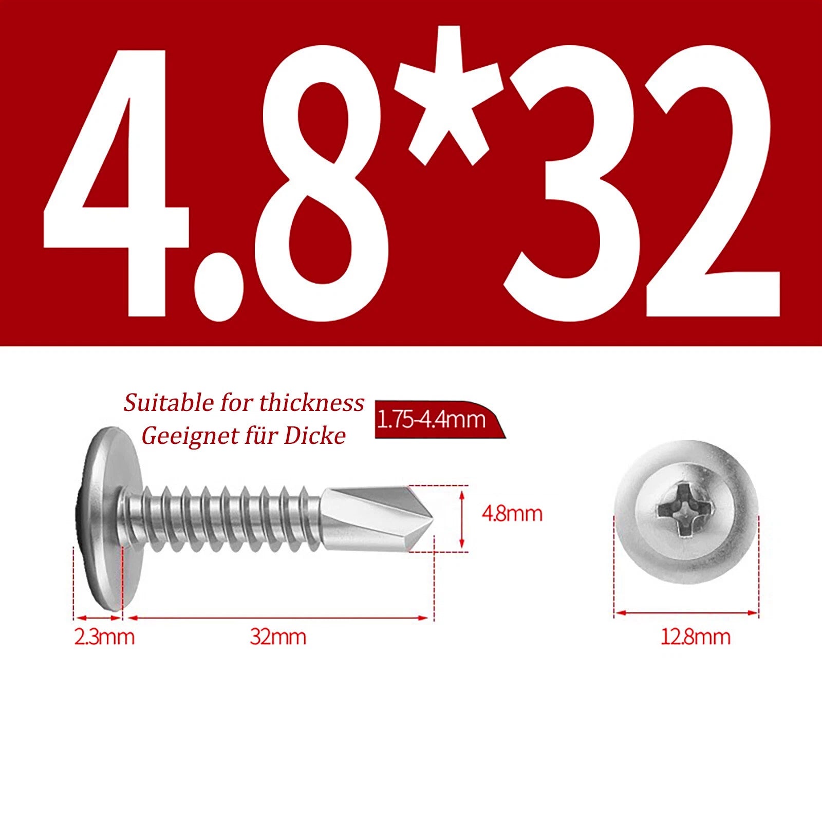 Self Drilling Wafer Head Screws – 304/410 Stainless & Galvanized Steel, M4.2 M4.8