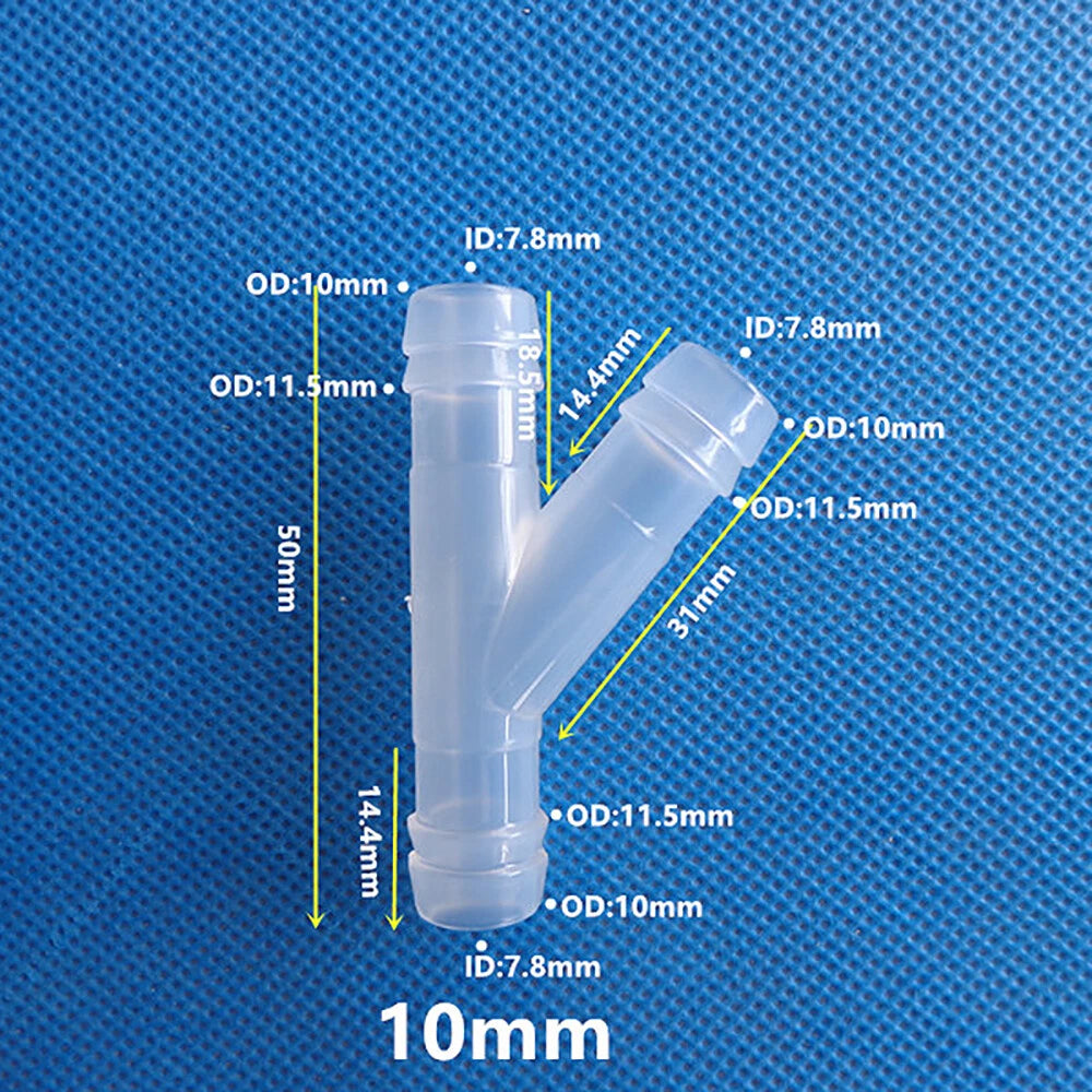 Y-Type 3-Way Barbed Hose Connector — Plastic Tee Fitting for Tube & Pipe