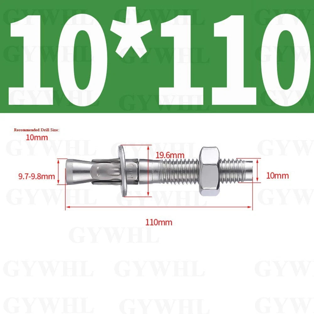 Hex Head Expansion Anchor Bolts — M6 to M20, Stainless Steel A2 & Zinc Plated, Extra Long