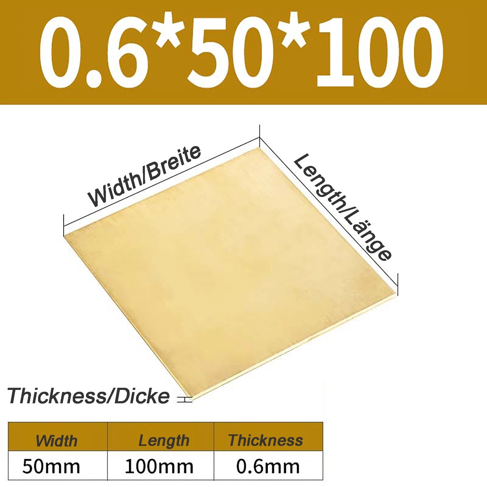 Natural Brass Sheet Metal guillotine cut - 0.3mm - 3.0mm - Multiple Sizes