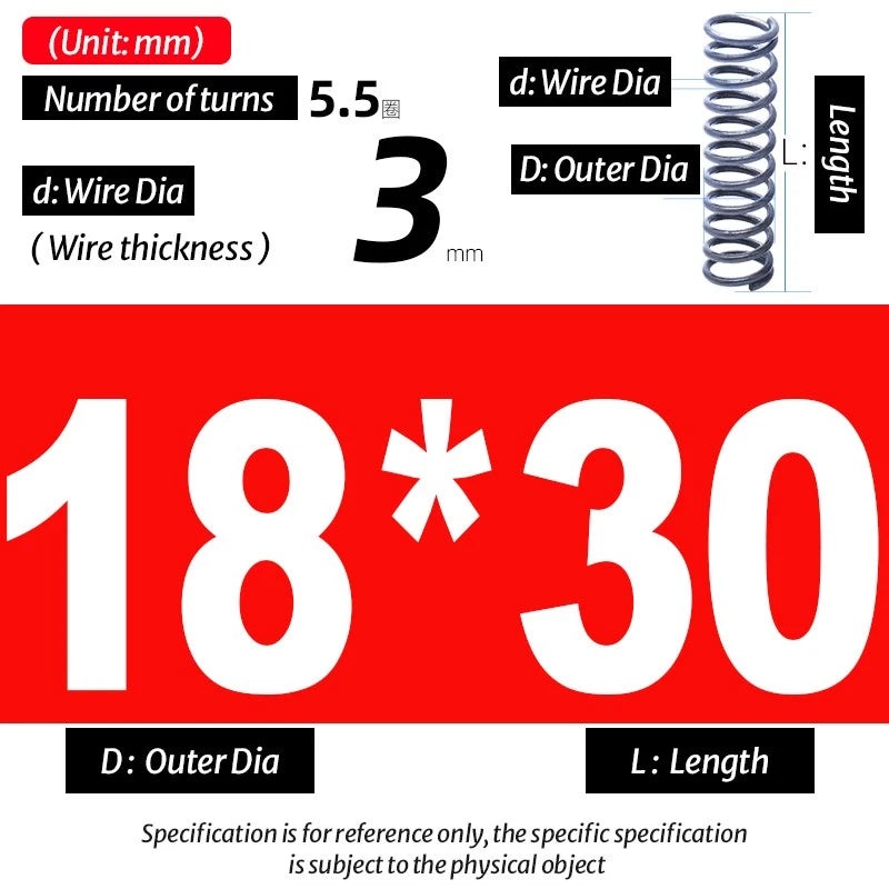 Compression Spring Pressure Big, Wire Dia 3.0mm Diameter 16-40mm Length 20-200mm