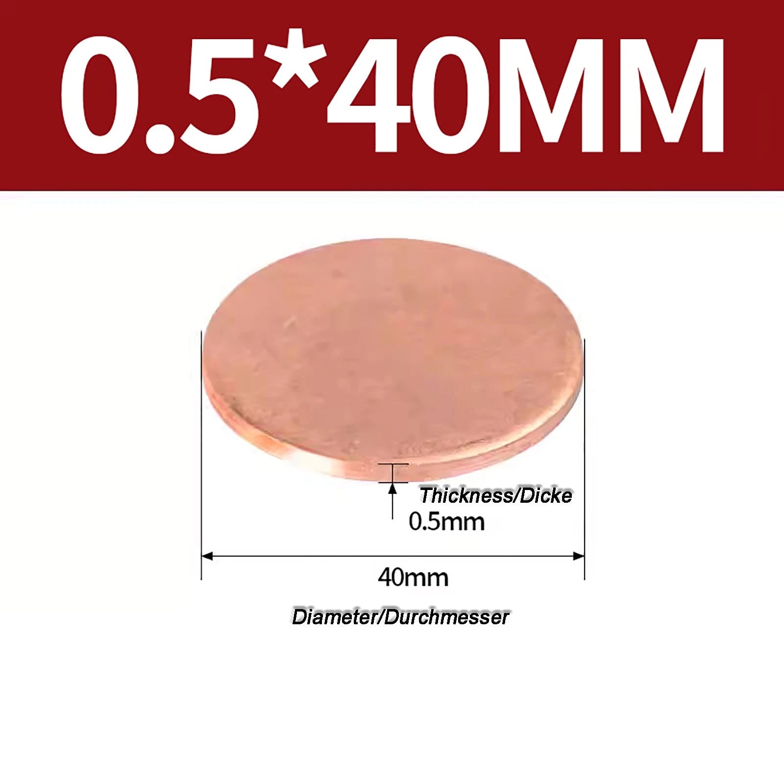 Solid Pure Copper Discs Blanks Round Plate Metal Sheet Thick 0.3~6mm Ø10mm~150mm