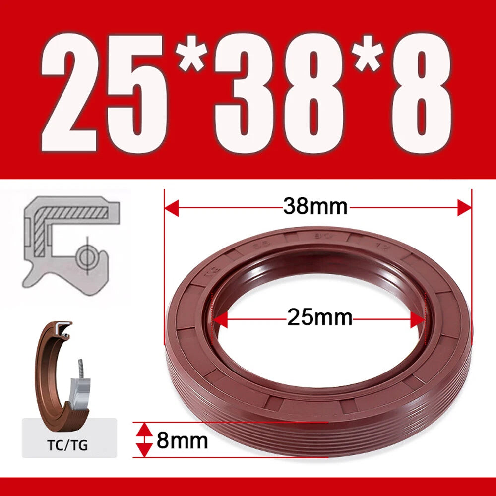 TC/TG Dual Lip FKM Oil Seal — Metric Rotary Shaft Sealing Ring, ID 25–50mm