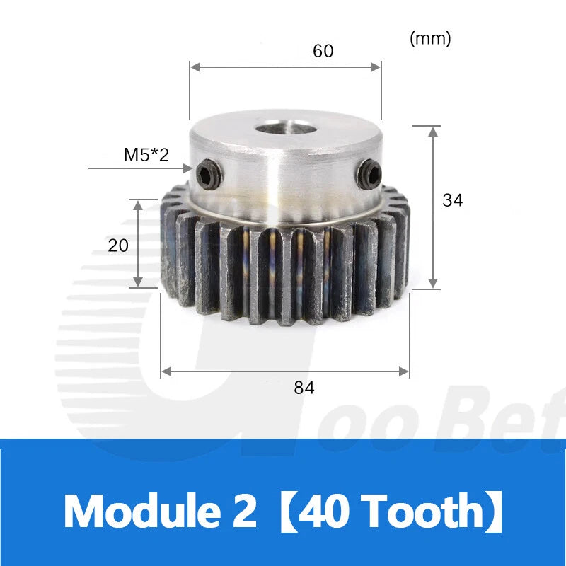 Mod 2 Spur Gear C45 Steel with Hub 12 - 60 Tooth Motor Pinion Hardened Precision
