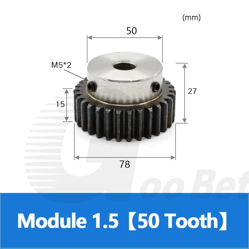Spur Gear C45 Steel Mod 1.5 with Hub 12-60 Tooth Motor Pinion Hardened Precision