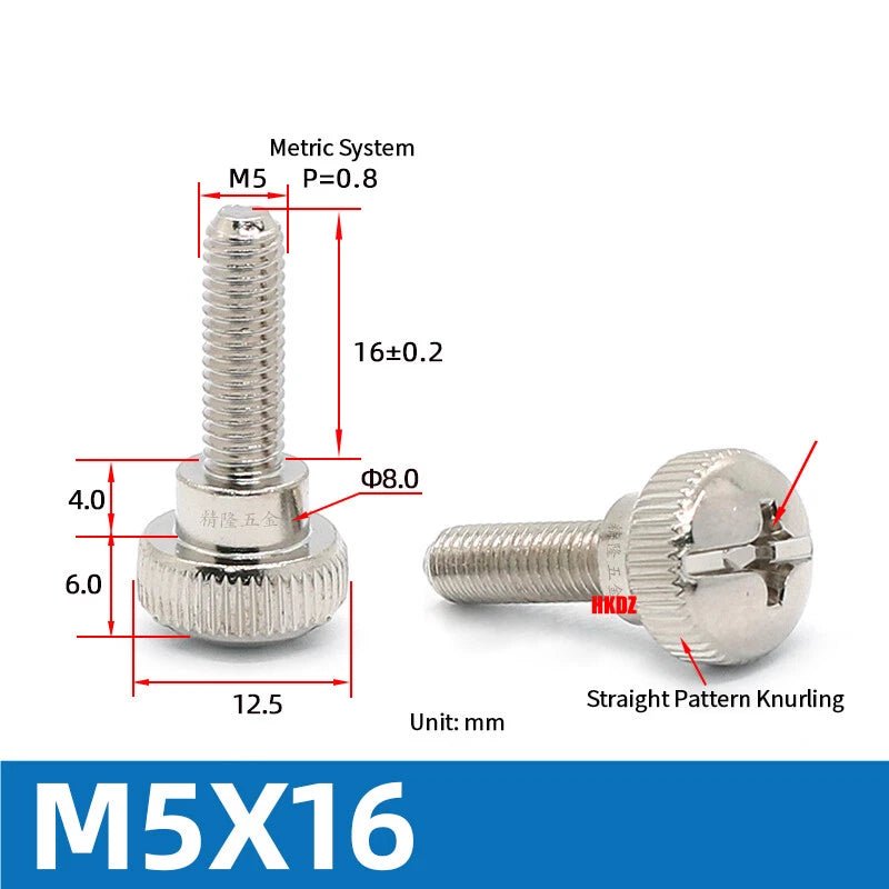 M3~M6 Phillips Carbon Steel Step Knurled Thumb Screws | Hand Grip Knob Bolts - HomeDIYer