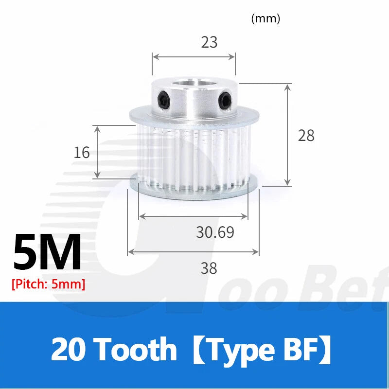 5M 15mm Timing Belt Drive Pulley 5mm Pitch 10-40 Tooth 4-25mm Bore HTD Aluminium