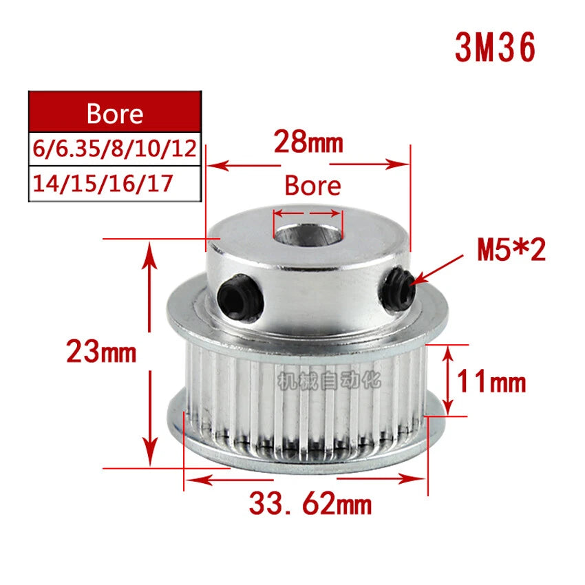 HTD-3M 12T-150T Timing Belt Pulley Pitch 3mm Tooth Width 11mm Synchronous Wheel