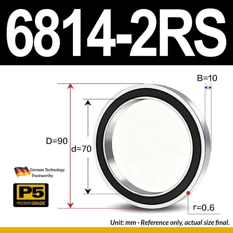 Thin Wall Bearings Deep Groove Ball Bearing ZZ or RZ, ID 10-95mm, OD 19-120mm